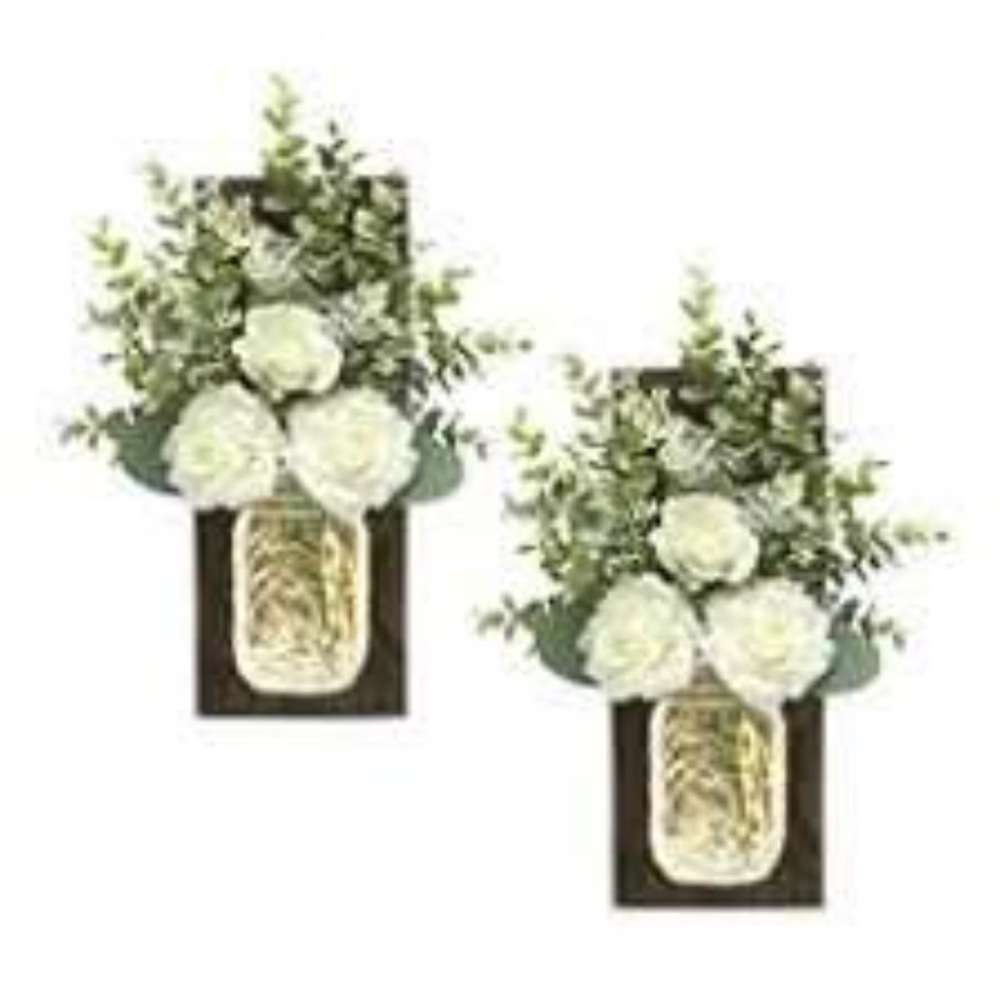 Chic Faux Floral Fairy Lights Wall Sconce Pair